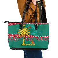 Grenada Christmas Leather Tote Bag with Palm Tree Bird and Tropical Holiday Pattern Design - Wonder Print Shop