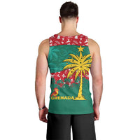 Grenada Christmas Men Tank Top with Palm Tree Bird and Tropical Holiday Pattern Design - Wonder Print Shop