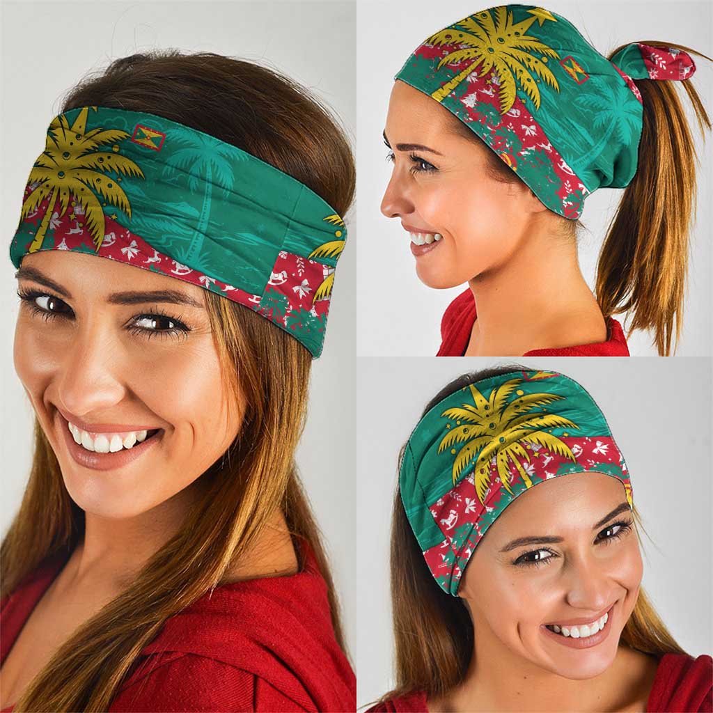 Grenada Christmas Neck Gaiter with Palm Tree Bird and Tropical Holiday Pattern Design - Wonder Print Shop