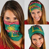 Grenada Christmas Neck Gaiter with Palm Tree Bird and Tropical Holiday Pattern Design - Wonder Print Shop