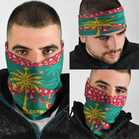 Grenada Christmas Neck Gaiter with Palm Tree Bird and Tropical Holiday Pattern Design - Wonder Print Shop
