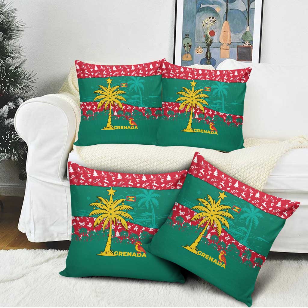 Grenada Christmas Pillow Cover with Palm Tree Bird and Tropical Holiday Pattern Design - Wonder Print Shop