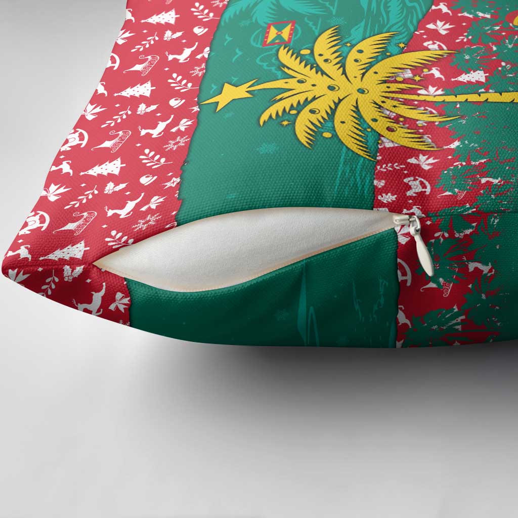 Grenada Christmas Pillow Cover with Palm Tree Bird and Tropical Holiday Pattern Design - Wonder Print Shop