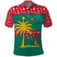 Grenada Christmas Polo Shirt with Palm Tree Bird and Tropical Holiday Pattern Design - Wonder Print Shop