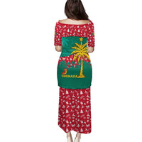 Grenada Christmas Puletasi with Palm Tree Bird and Tropical Holiday Pattern Design - Wonder Print Shop