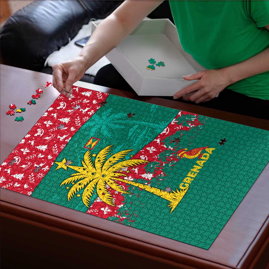 Grenada Christmas Puzzle with Palm Tree Bird and Tropical Holiday Pattern Design - Wonder Print Shop