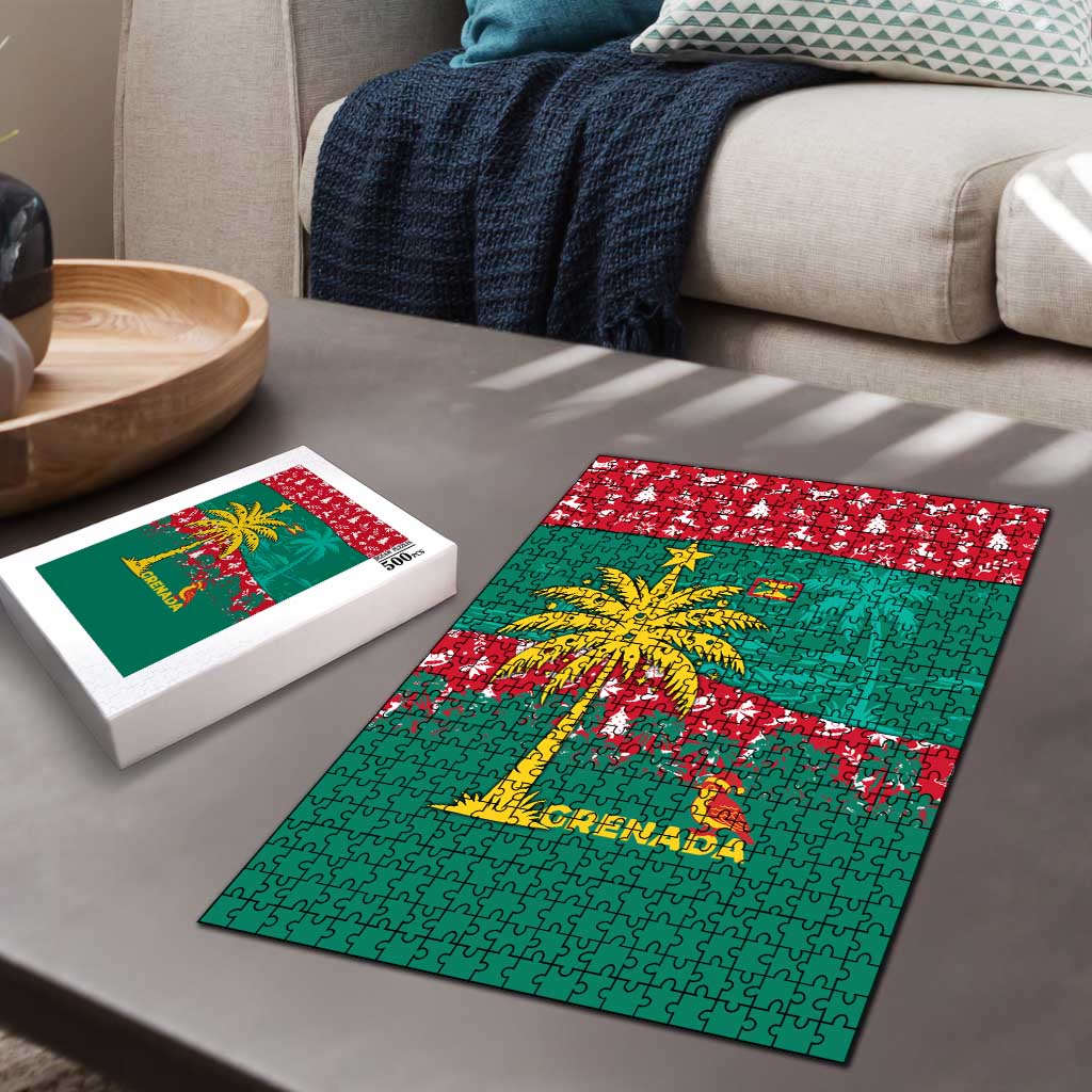 Grenada Christmas Puzzle with Palm Tree Bird and Tropical Holiday Pattern Design - Wonder Print Shop
