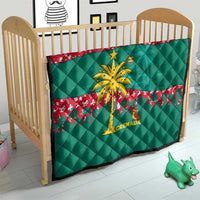 Grenada Christmas Quilt with Palm Tree Bird and Tropical Holiday Pattern Design - Wonder Print Shop