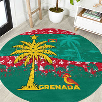 Grenada Christmas Round Carpet with Palm Tree Bird and Tropical Holiday Pattern Design - Wonder Print Shop