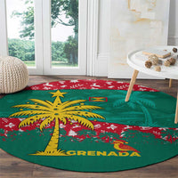 Grenada Christmas Round Carpet with Palm Tree Bird and Tropical Holiday Pattern Design - Wonder Print Shop