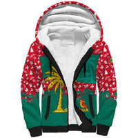 Grenada Christmas Sherpa Hoodie with Palm Tree Bird and Tropical Holiday Pattern Design - Wonder Print Shop