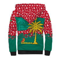 Grenada Christmas Sherpa Hoodie with Palm Tree Bird and Tropical Holiday Pattern Design - Wonder Print Shop