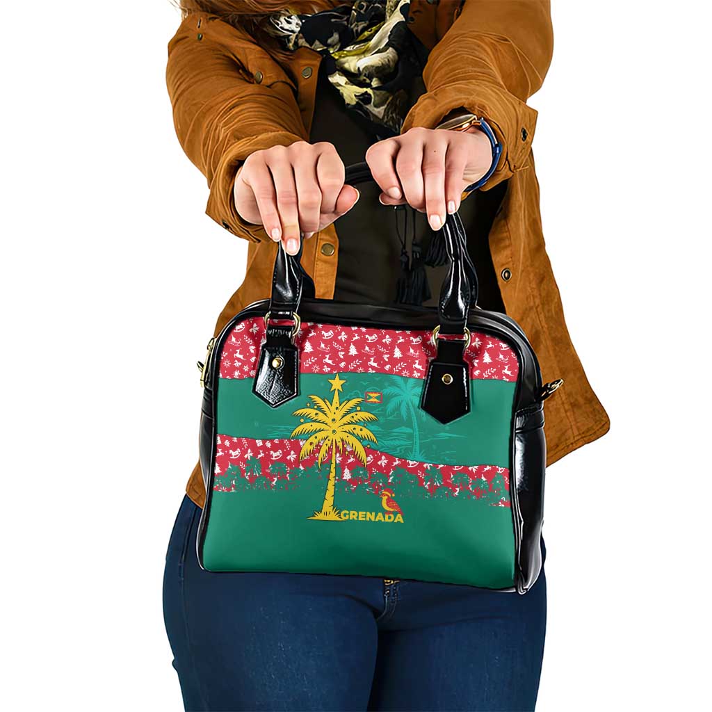 Grenada Christmas Shoulder Handbag with Palm Tree Bird and Tropical Holiday Pattern Design - Wonder Print Shop