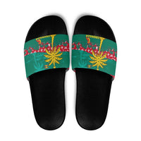 Grenada Christmas Slide Sandals with Palm Tree Bird and Tropical Holiday Pattern Design - Wonder Print Shop