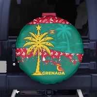 Grenada Christmas Spare Tire Cover with Palm Tree Bird and Tropical Holiday Pattern Design - Wonder Print Shop