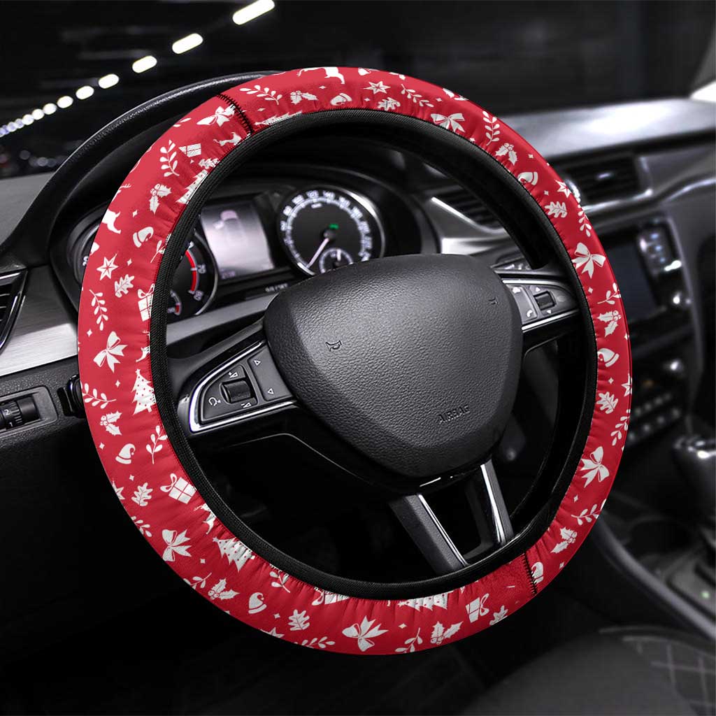 Grenada Christmas Steering Wheel Cover with Palm Tree Bird and Tropical Holiday Pattern Design - Wonder Print Shop
