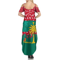 Grenada Christmas Summer Maxi Dress with Palm Tree Bird and Tropical Holiday Pattern Design - Wonder Print Shop