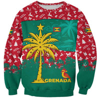 Grenada Christmas Sweatshirt with Palm Tree Bird and Tropical Holiday Pattern Design - Wonder Print Shop