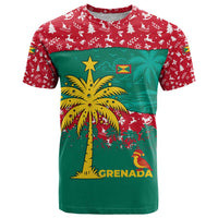 Grenada Christmas T Shirt with Palm Tree Bird and Tropical Holiday Pattern Design - Wonder Print Shop