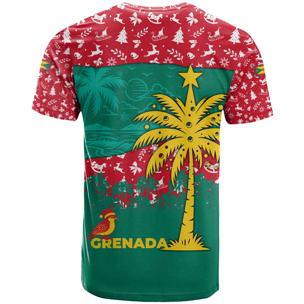 Grenada Christmas T Shirt with Palm Tree Bird and Tropical Holiday Pattern Design - Wonder Print Shop