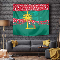 Grenada Christmas Tapestry with Palm Tree Bird and Tropical Holiday Pattern Design - Wonder Print Shop