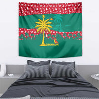Grenada Christmas Tapestry with Palm Tree Bird and Tropical Holiday Pattern Design - Wonder Print Shop