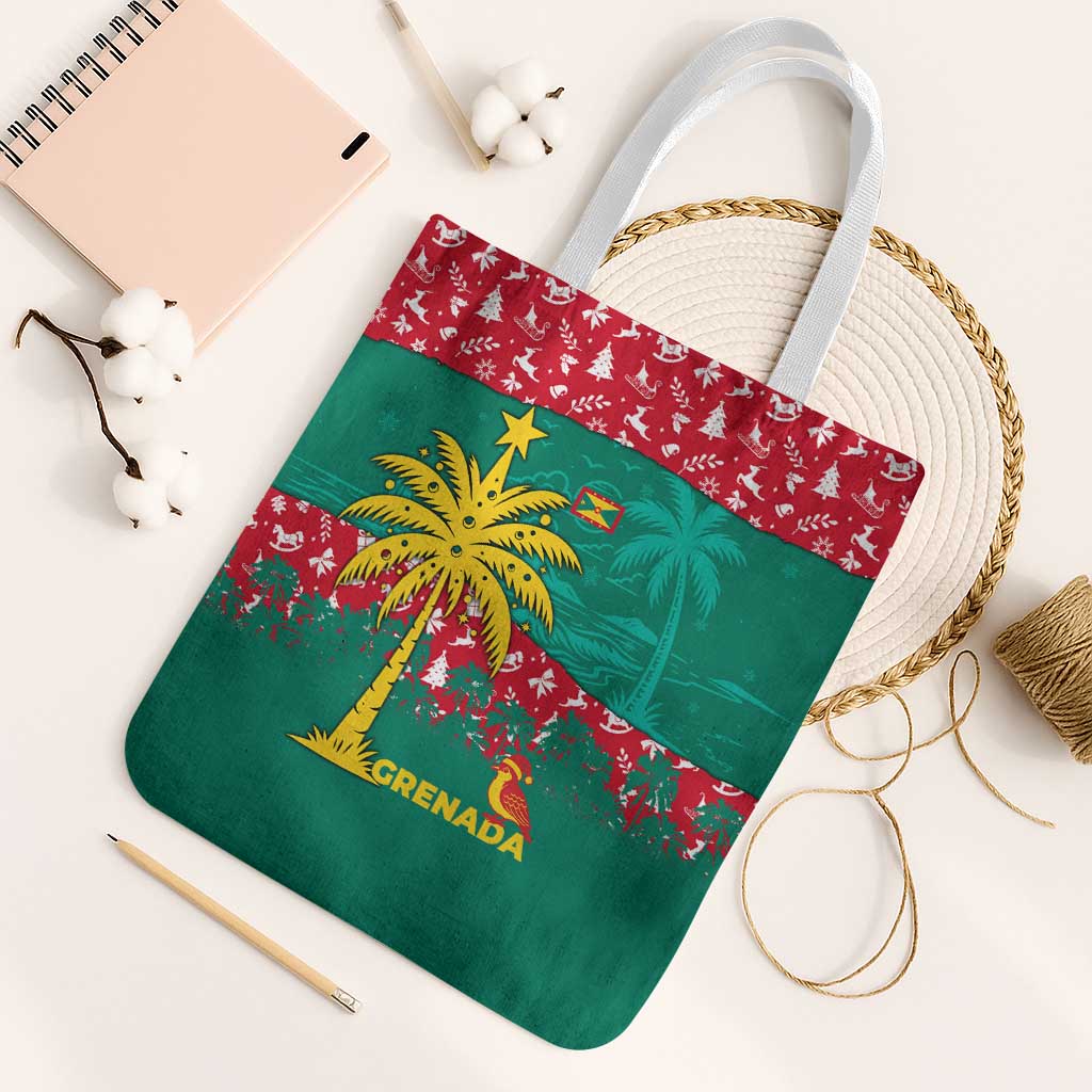 Grenada Christmas Tote Bag with Palm Tree Bird and Tropical Holiday Pattern Design - Wonder Print Shop