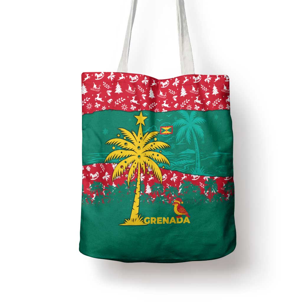 Grenada Christmas Tote Bag with Palm Tree Bird and Tropical Holiday Pattern Design - Wonder Print Shop