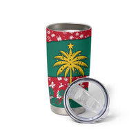 Grenada Christmas Tumbler Cup with Palm Tree Bird and Tropical Holiday Pattern Design - Wonder Print Shop