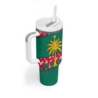 Grenada Christmas Tumbler With Handle with Palm Tree Bird and Tropical Holiday Pattern Design - Wonder Print Shop