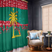 Grenada Christmas Window Curtain with Palm Tree Bird and Tropical Holiday Pattern Design - Wonder Print Shop