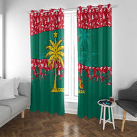 Grenada Christmas Window Curtain with Palm Tree Bird and Tropical Holiday Pattern Design - Wonder Print Shop