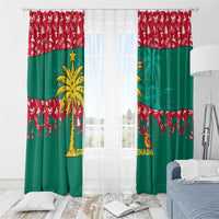 Grenada Christmas Window Curtain with Palm Tree Bird and Tropical Holiday Pattern Design - Wonder Print Shop