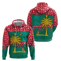 Grenada Christmas Zip Hoodie with Palm Tree Bird and Tropical Holiday Pattern Design - Wonder Print Shop