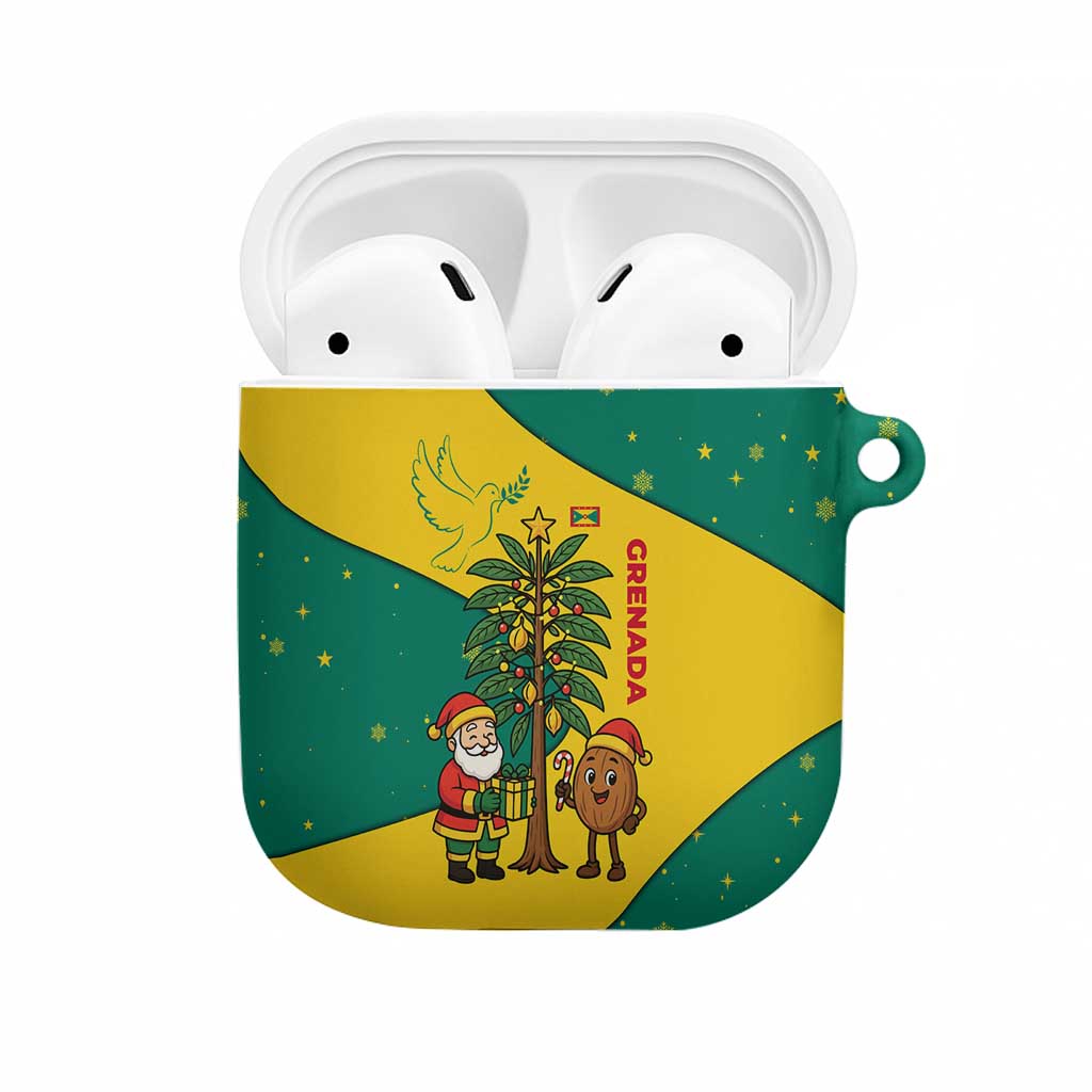 Grenada Christmas AirPods Case with Santa Nutmeg Tree Peace Dove and Festive Gift Design - Wonder Print Shop