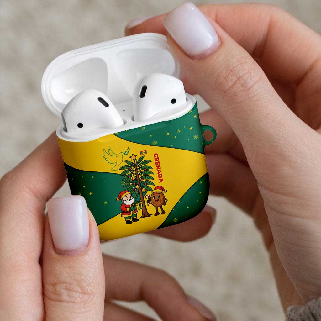 Grenada Christmas AirPods Case with Santa Nutmeg Tree Peace Dove and Festive Gift Design - Wonder Print Shop