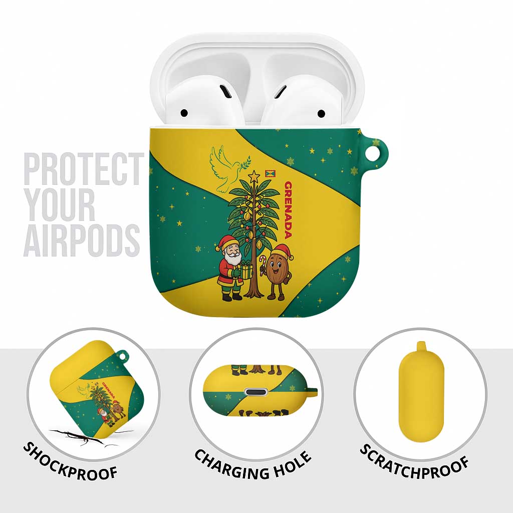 Grenada Christmas AirPods Case with Santa Nutmeg Tree Peace Dove and Festive Gift Design - Wonder Print Shop