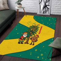 Grenada Christmas Area Rug with Santa Nutmeg Tree Peace Dove and Festive Gift Design - Wonder Print Shop