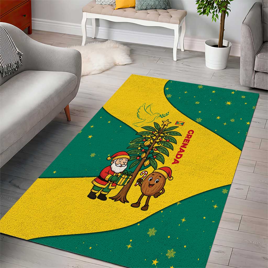 Grenada Christmas Area Rug with Santa Nutmeg Tree Peace Dove and Festive Gift Design - Wonder Print Shop