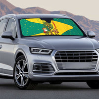 Grenada Christmas Auto Sun Shade with Santa Nutmeg Tree Peace Dove and Festive Gift Design - Wonder Print Shop