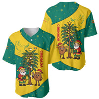 Grenada Christmas Baseball Jersey with Santa Nutmeg Tree Peace Dove and Festive Gift Design - Wonder Print Shop