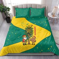 Grenada Christmas Bedding Set with Santa Nutmeg Tree Peace Dove and Festive Gift Design - Wonder Print Shop