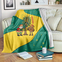 Grenada Christmas Blanket with Santa Nutmeg Tree Peace Dove and Festive Gift Design - Wonder Print Shop