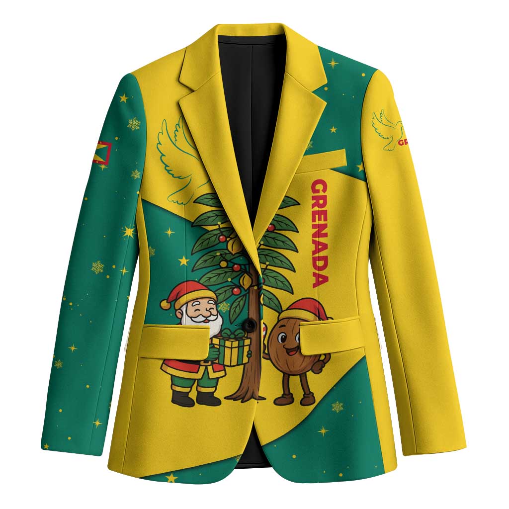 Grenada Christmas Blazer with Santa Nutmeg Tree Peace Dove and Festive Gift Design - Wonder Print Shop