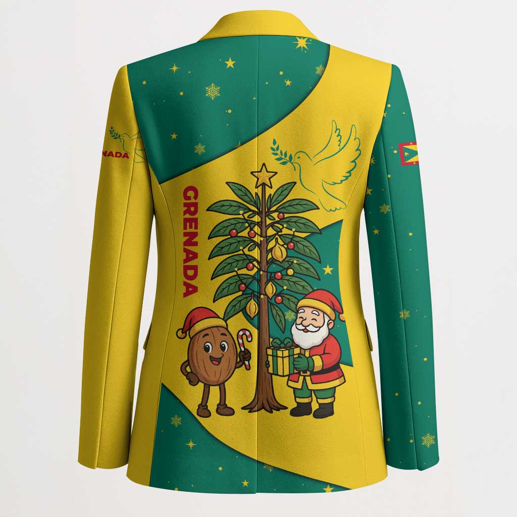 Grenada Christmas Blazer with Santa Nutmeg Tree Peace Dove and Festive Gift Design - Wonder Print Shop