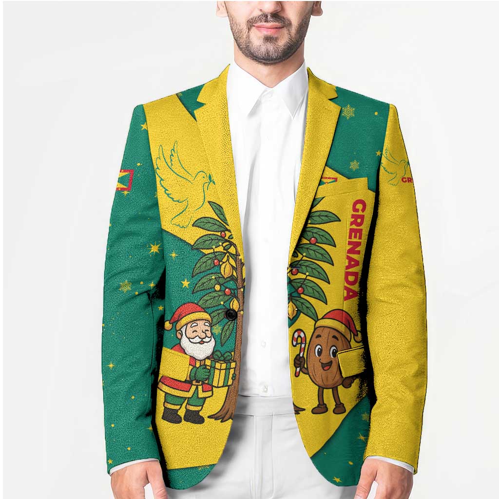 Grenada Christmas Blazer with Santa Nutmeg Tree Peace Dove and Festive Gift Design - Wonder Print Shop