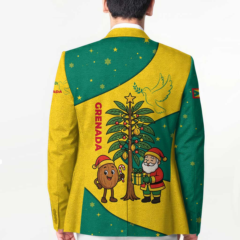 Grenada Christmas Blazer with Santa Nutmeg Tree Peace Dove and Festive Gift Design - Wonder Print Shop