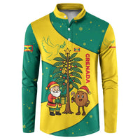 Grenada Christmas Button Sweatshirt with Santa Nutmeg Tree Peace Dove and Festive Gift Design - Wonder Print Shop