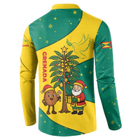Grenada Christmas Button Sweatshirt with Santa Nutmeg Tree Peace Dove and Festive Gift Design - Wonder Print Shop