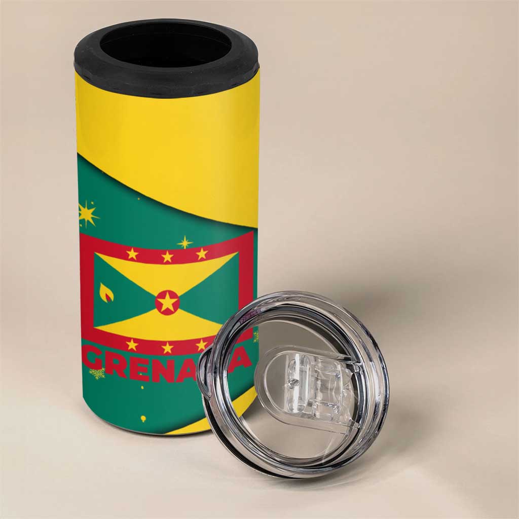 Grenada Christmas 4 in 1 Can Cooler Tumbler with Santa Nutmeg Tree Peace Dove and Festive Gift Design - Wonder Print Shop
